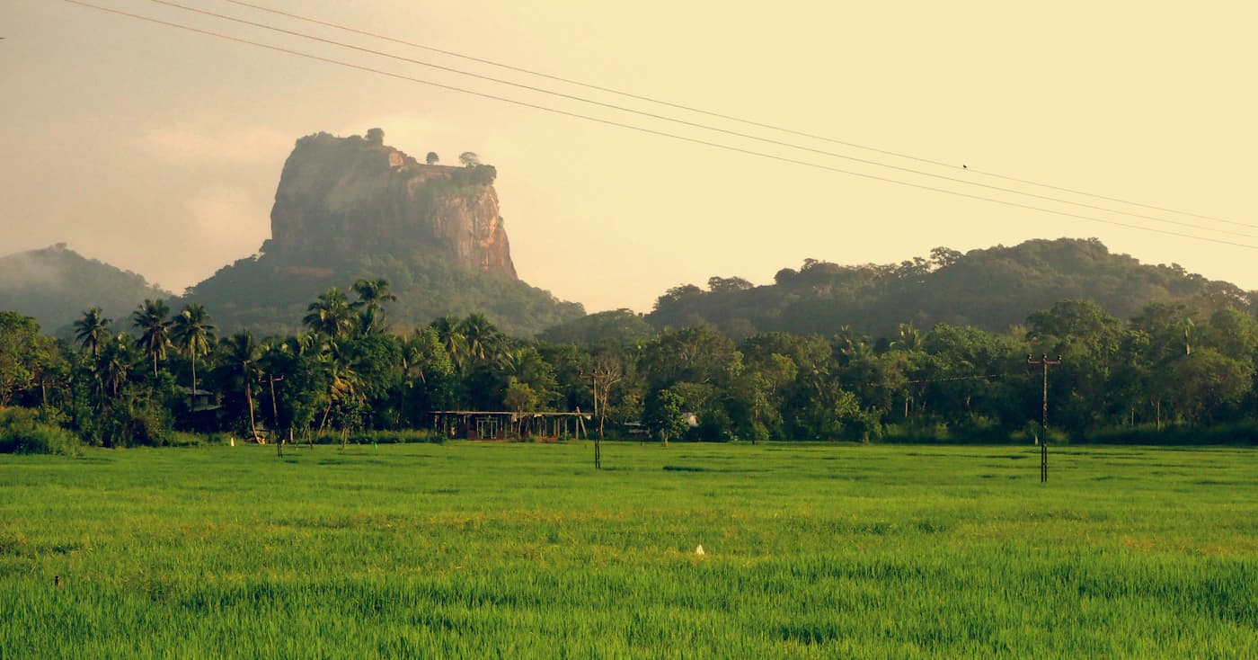 Rolling green hill country landscape in Sri Lanka