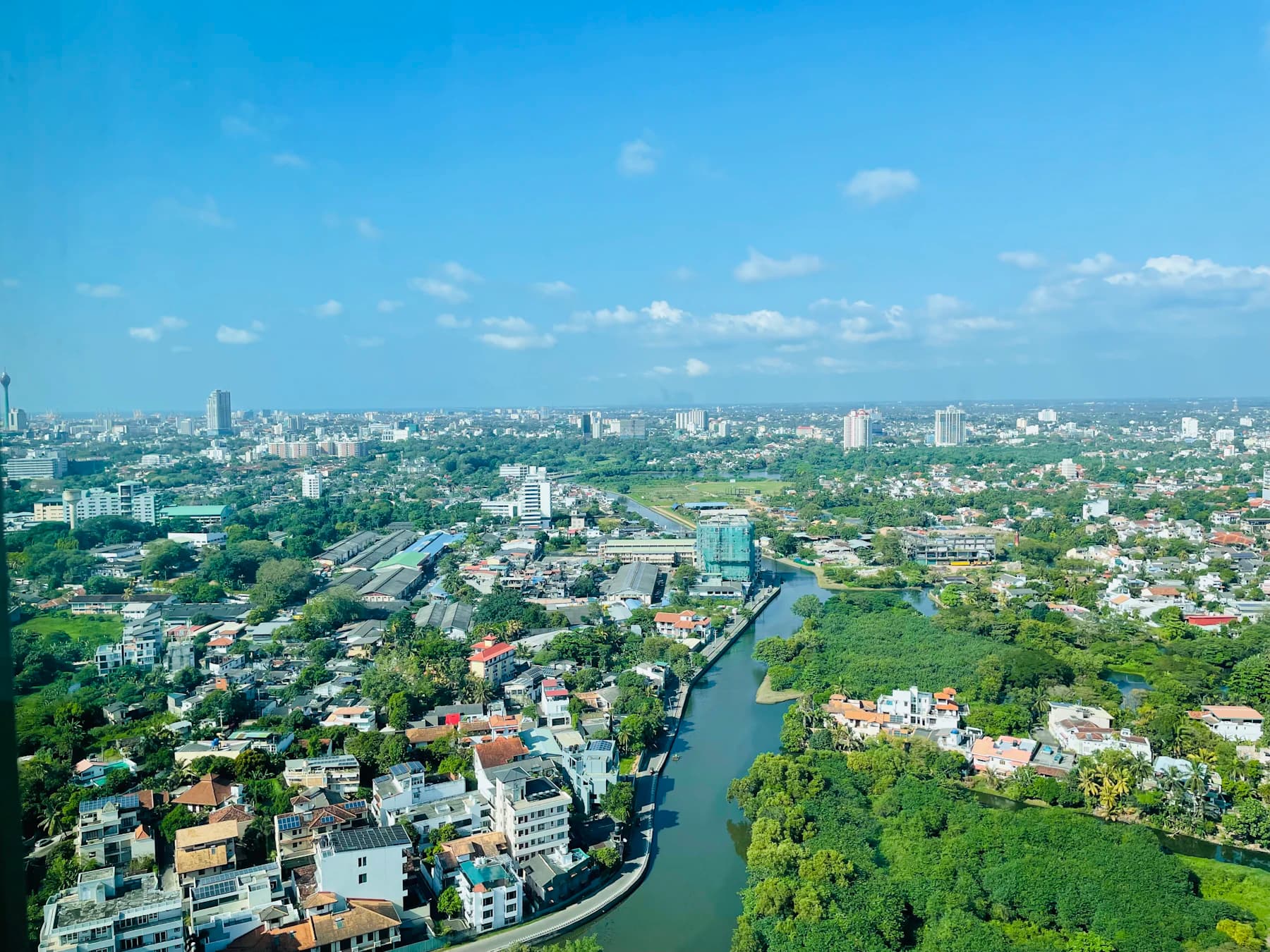 Aerial view of Colombo's canal and residential districts, Sri Lanka